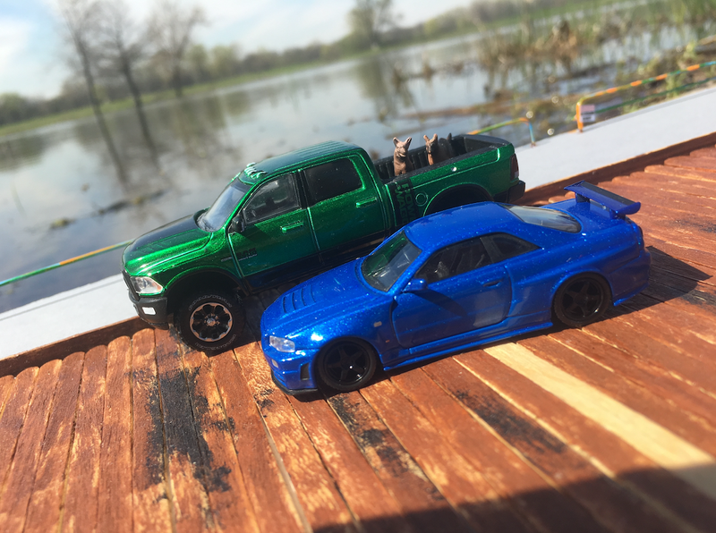Illustration for article titled A Z Tuned R34 and Pinky & Shadow at The Lake